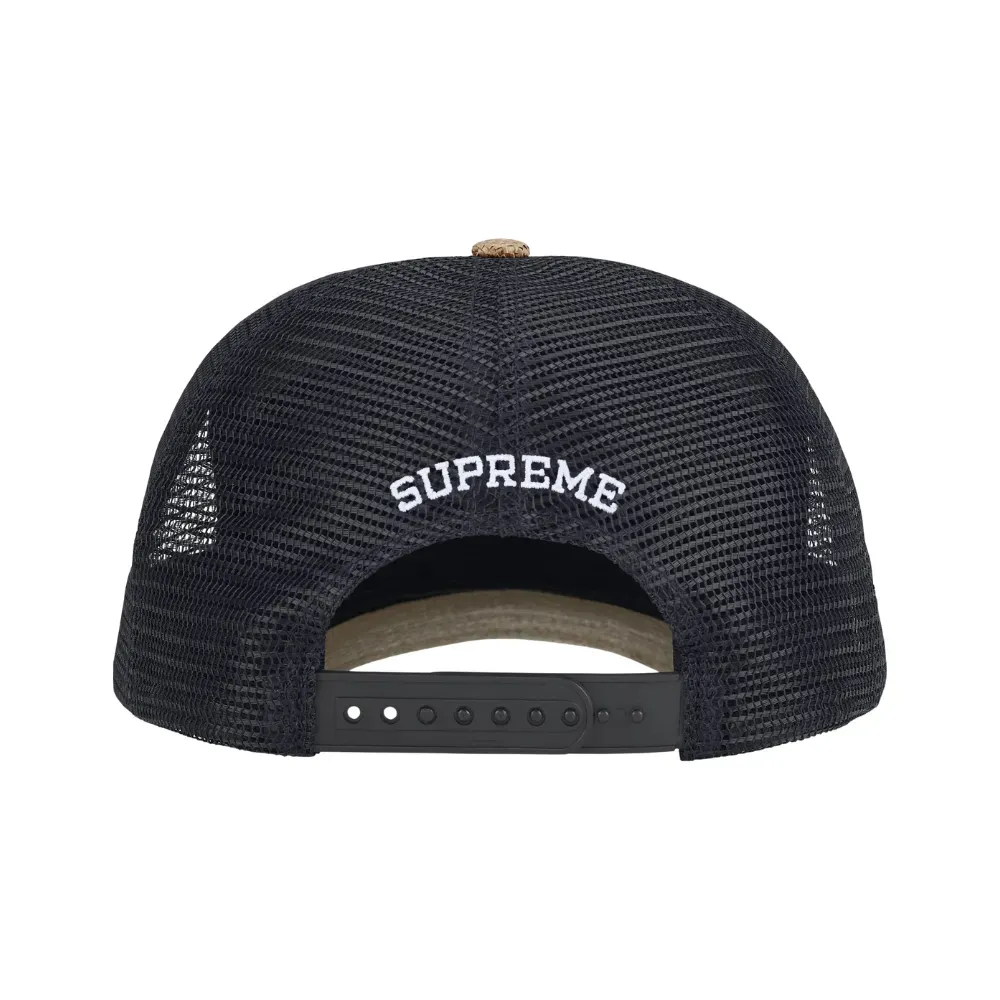 帽子 Supreme Raffia Mesh Back 5-Panel Tan Boné Supreme Raffia Mesh Back 5-Panel Tan SS26-W9 - Droper