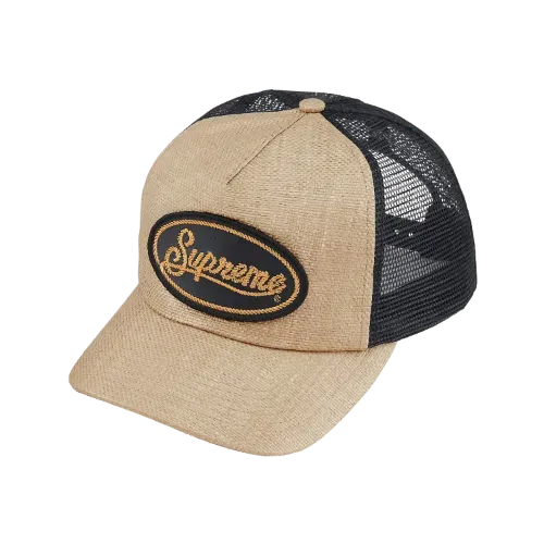 Boné Supreme Raffia Mesh Back 5-Panel Tan SS26-W9 - Droper