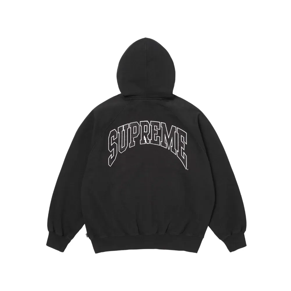 Moletom Supreme Cracked Raglan Zip Up Black SS26-W9 - Droper