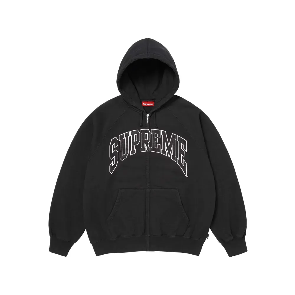 Moletom Supreme Cracked Raglan Zip Up Black SS26-W9 - Droper