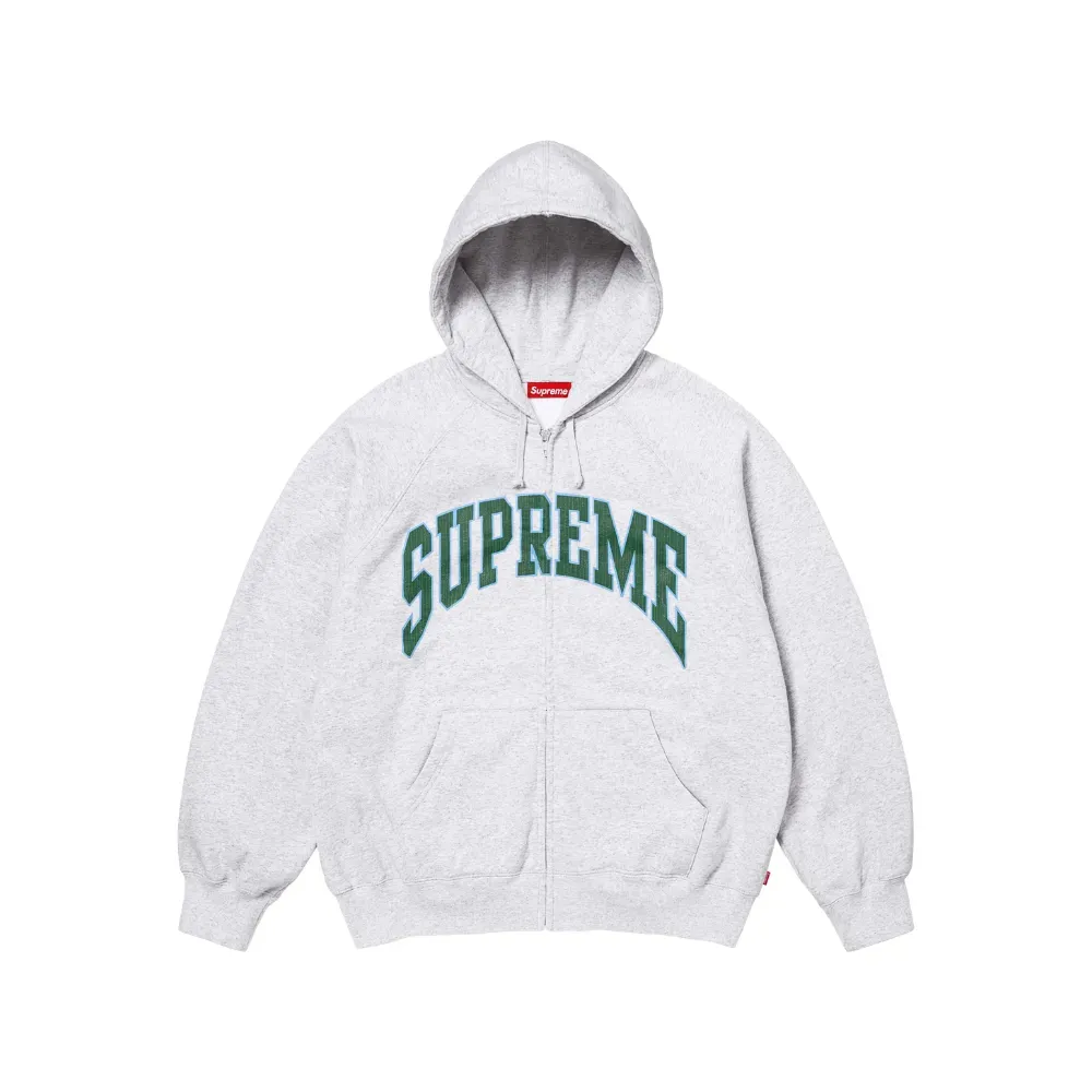 Moletom Supreme Cracked Raglan Zip Up Ash Grey SS26-W9 - Droper