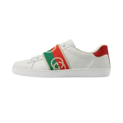 Gucci Vintage Ace Elastic Web Interlocking GG White