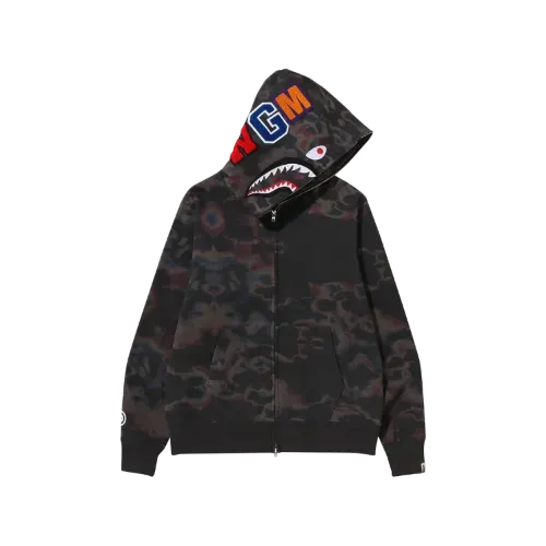 Moletom BAPE Thermography Shark Full Zip Hoodie Black - Droper
