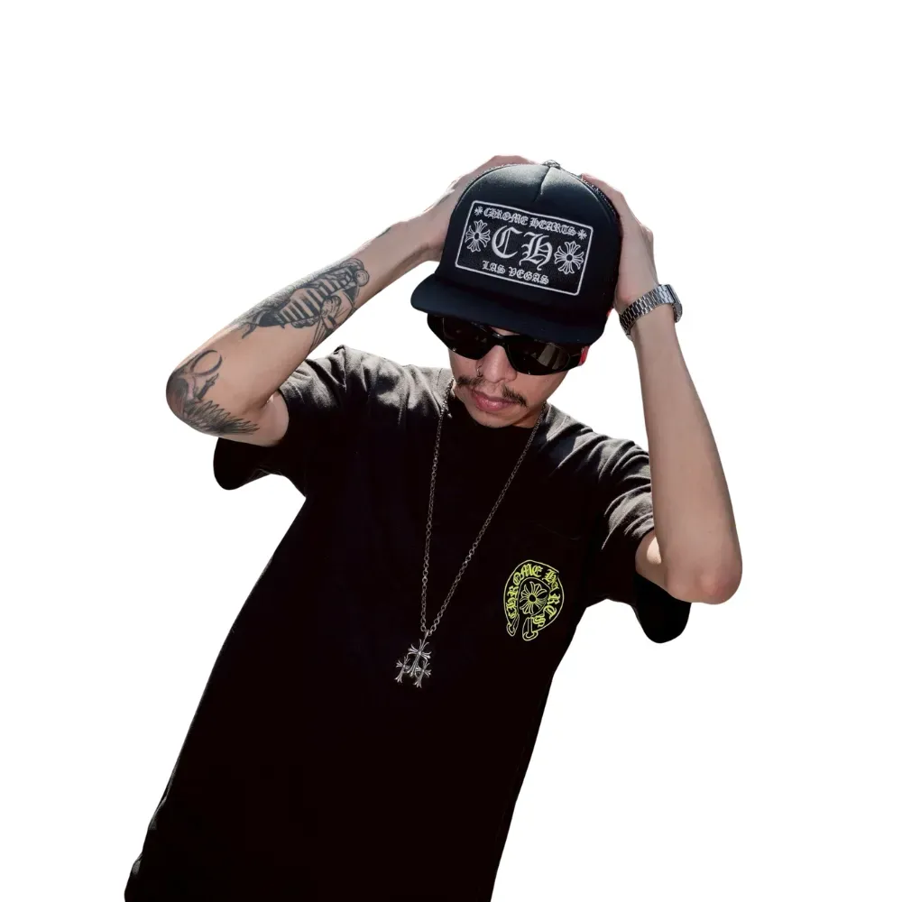 Camiseta Chrome Hearts Green Neon Horseshoe Black - Droper