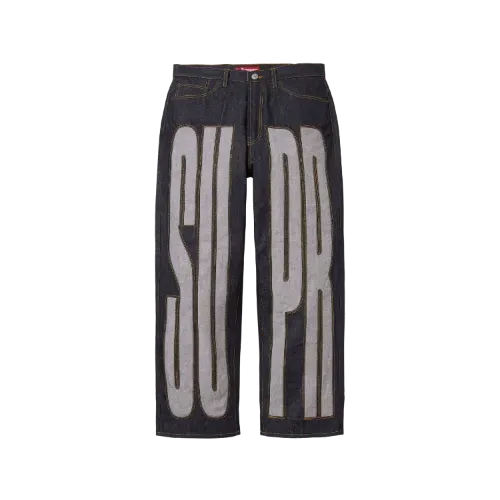 Calça Supreme Inset Spellout Baggy Jeans Rigid Indigo SS26-W10