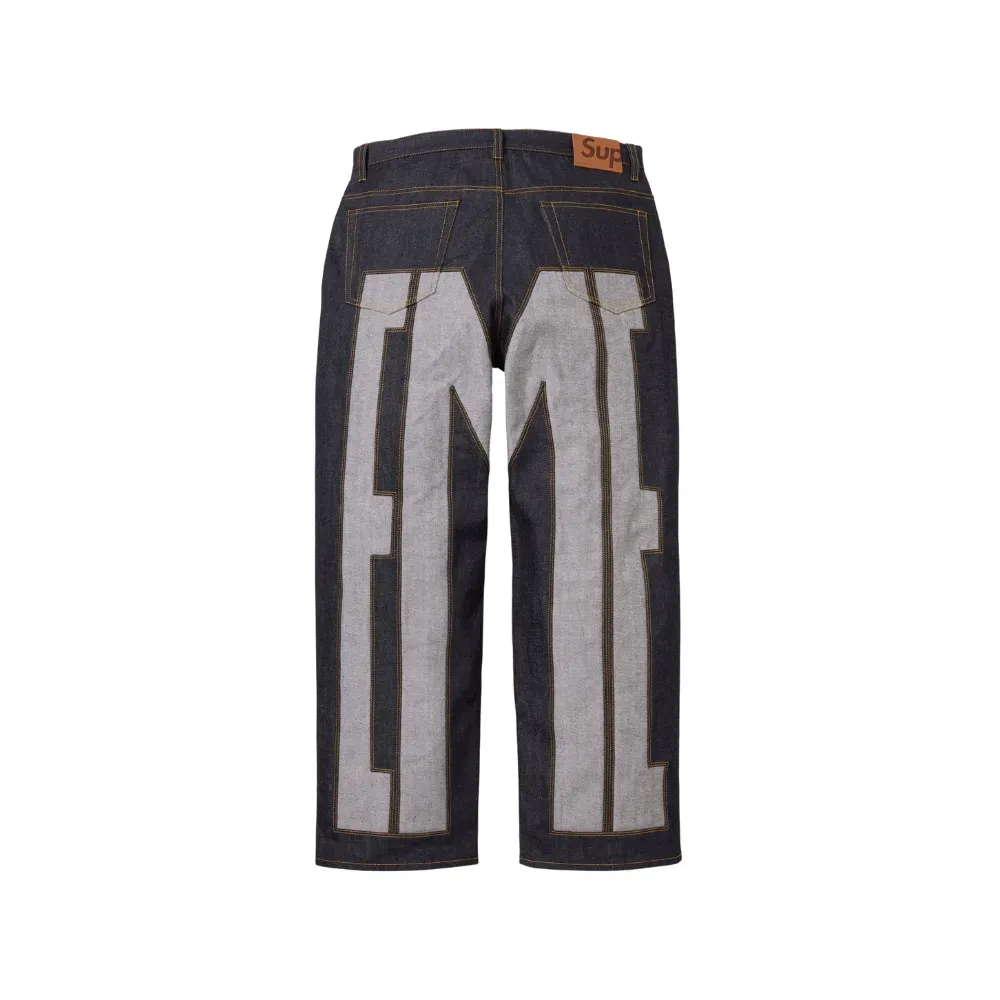 Calça Supreme Inset Spellout Baggy Jeans Rigid Indigo SS26-W10