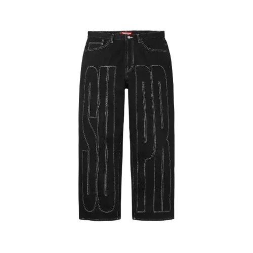 Calça Supreme Inset Spellout Baggy Jeans Black SS26-W10 - Droper