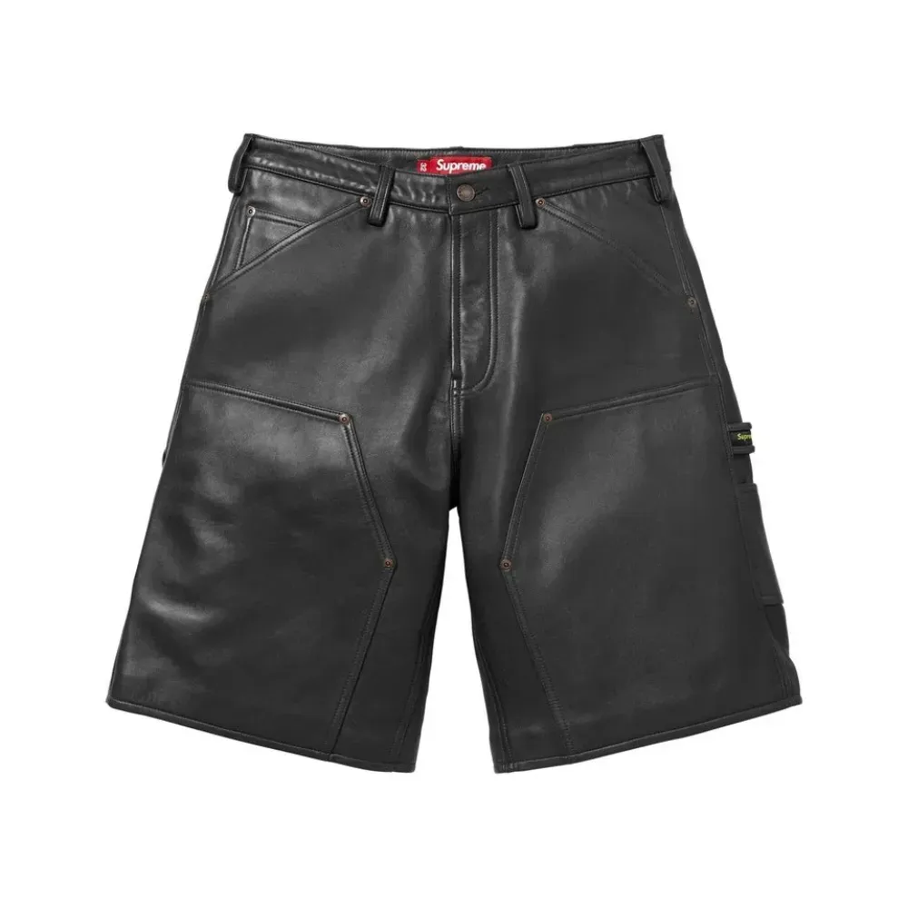 Shorts Supreme Leather Double Knee Painter Black SS26-W10 - Droper