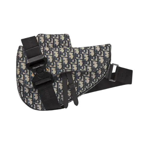 Bolsa Dior Saddle Jacquard Oblique Beige Black