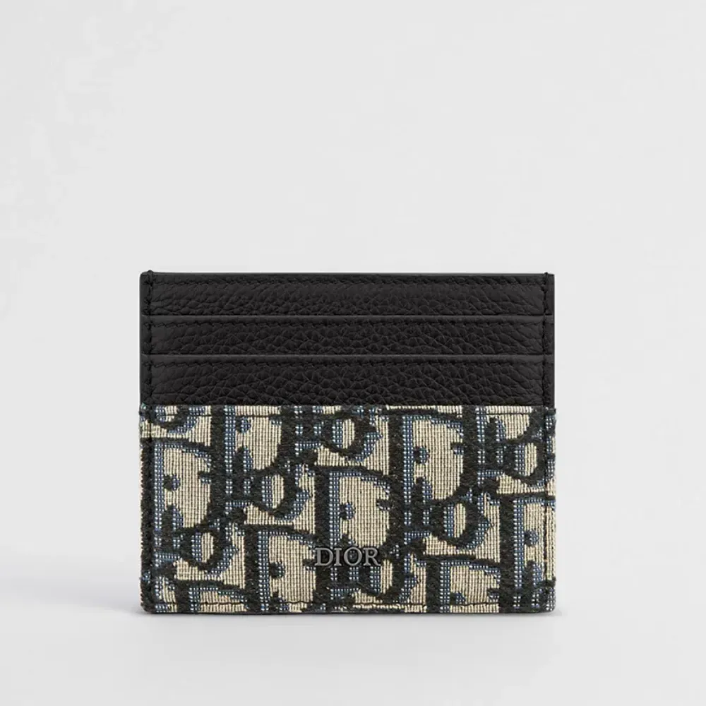 Card Holder Dior Jacquard Oblique Beige Black - Droper