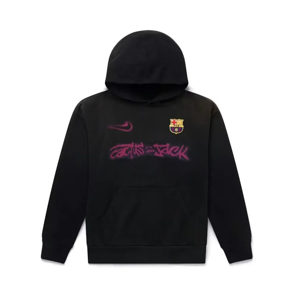 Travis Scott x FC Barcelona x Nike Moletom Spray Logo Black — P / M / G / XG / XXG, Novo