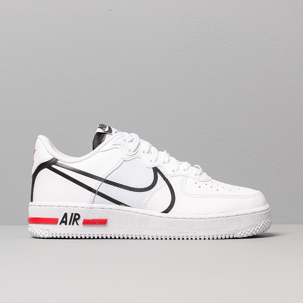 Nike Air Force 1 React White Black Red — 40.5, Novo