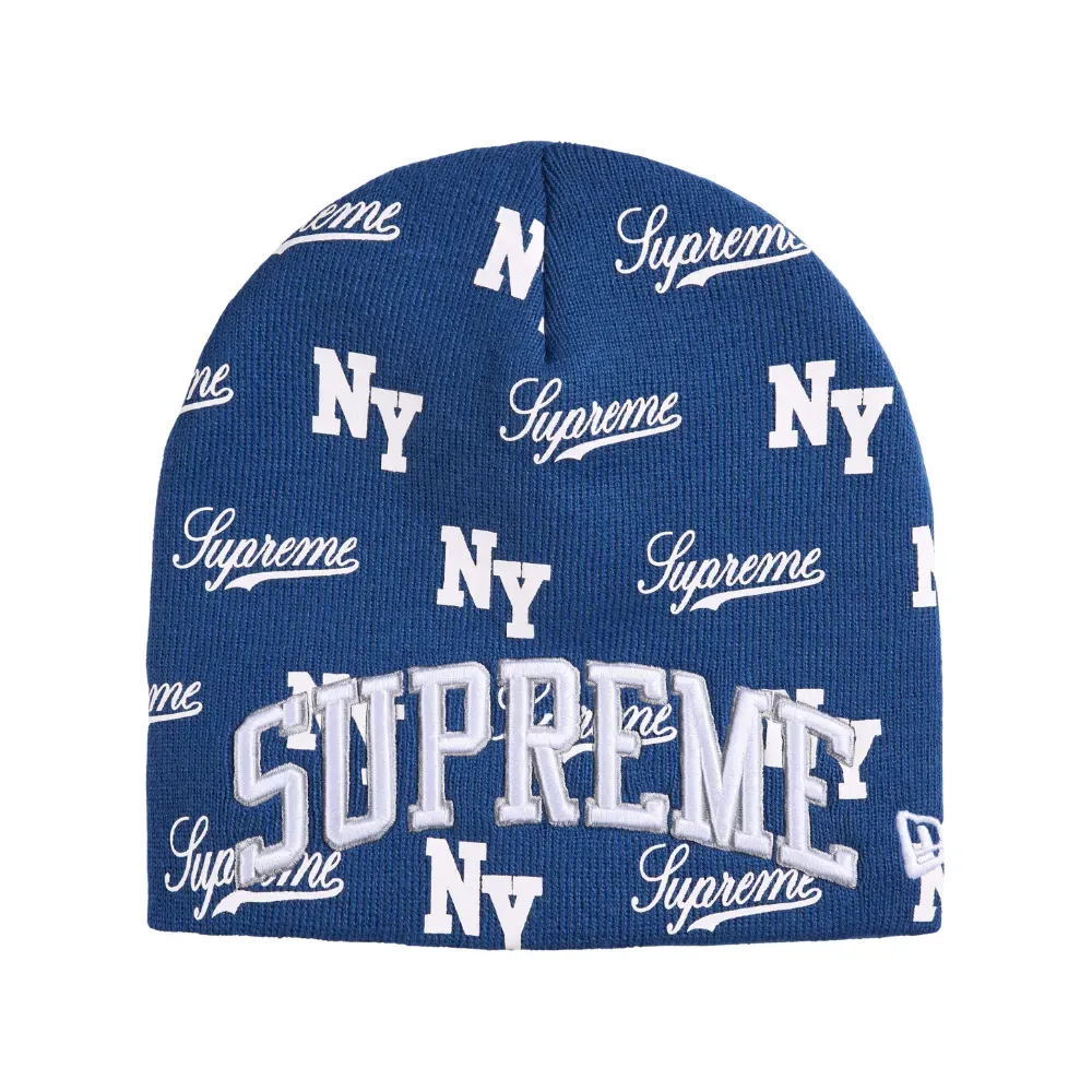新品 supreme26ss new era Monogram beanie New Era x Supreme Touca Monogram Beanie Royal Blue SS26-W11 - Droper
