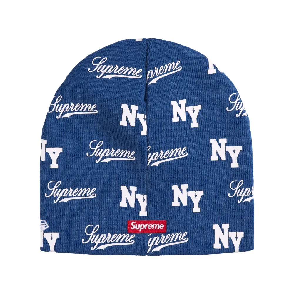 新品 supreme26ss new era Monogram beanie New Era x Supreme Touca Monogram Beanie Royal Blue SS26-W11 - Droper