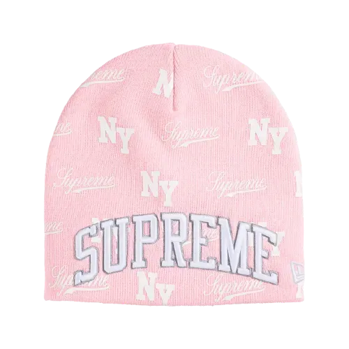 New Era x Supreme Touca Monogram Beanie Pink SS26-W11 - Droper