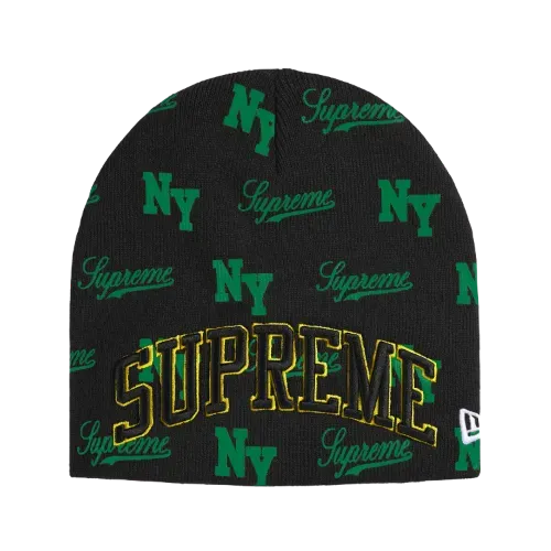 New Era x Supreme Touca Monogram Beanie Black SS26-W11 - Droper