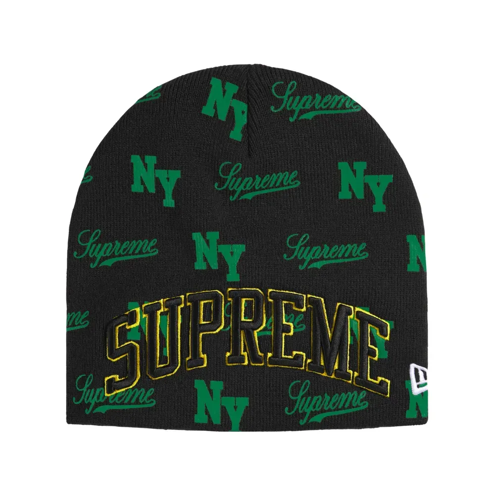New Era x Supreme Touca Monogram Beanie Black SS26-W11 - Droper