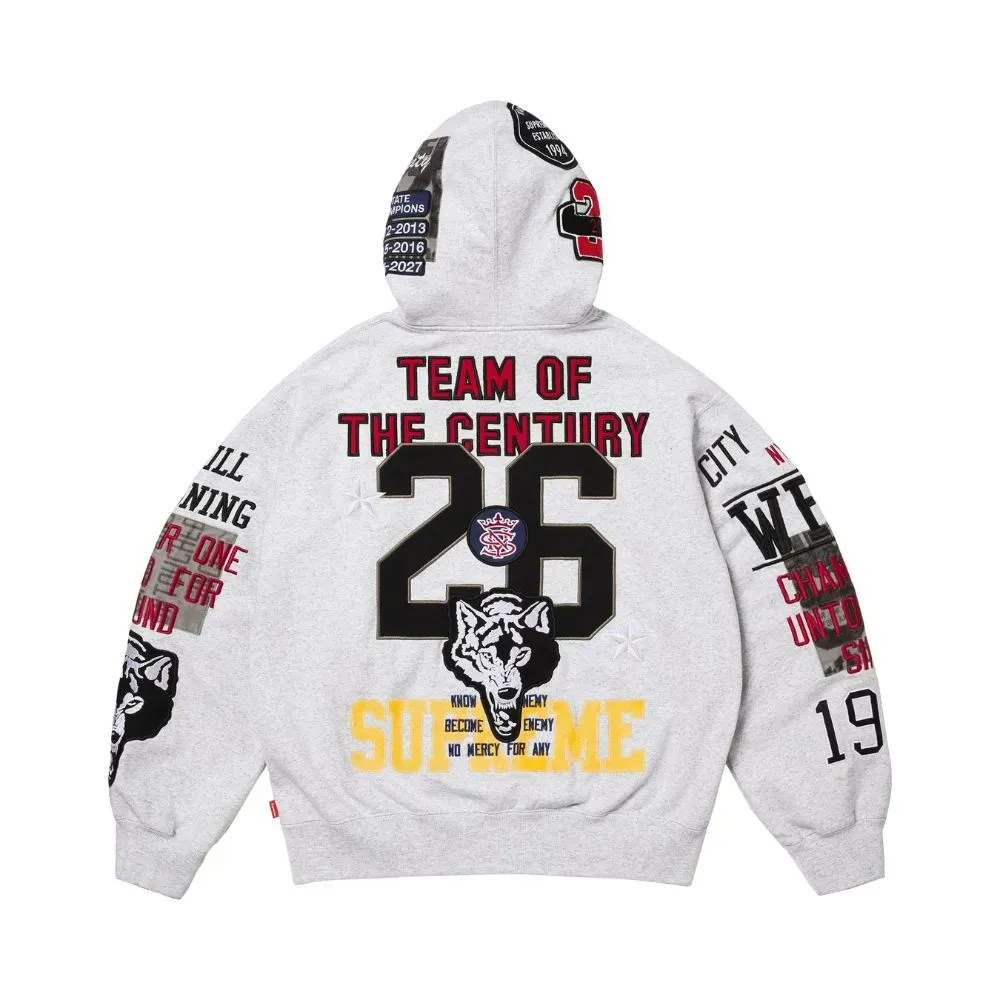 Jaqueta Supreme Warriors Appliqué Zip Up Hooded Ash Grey SS26-W11