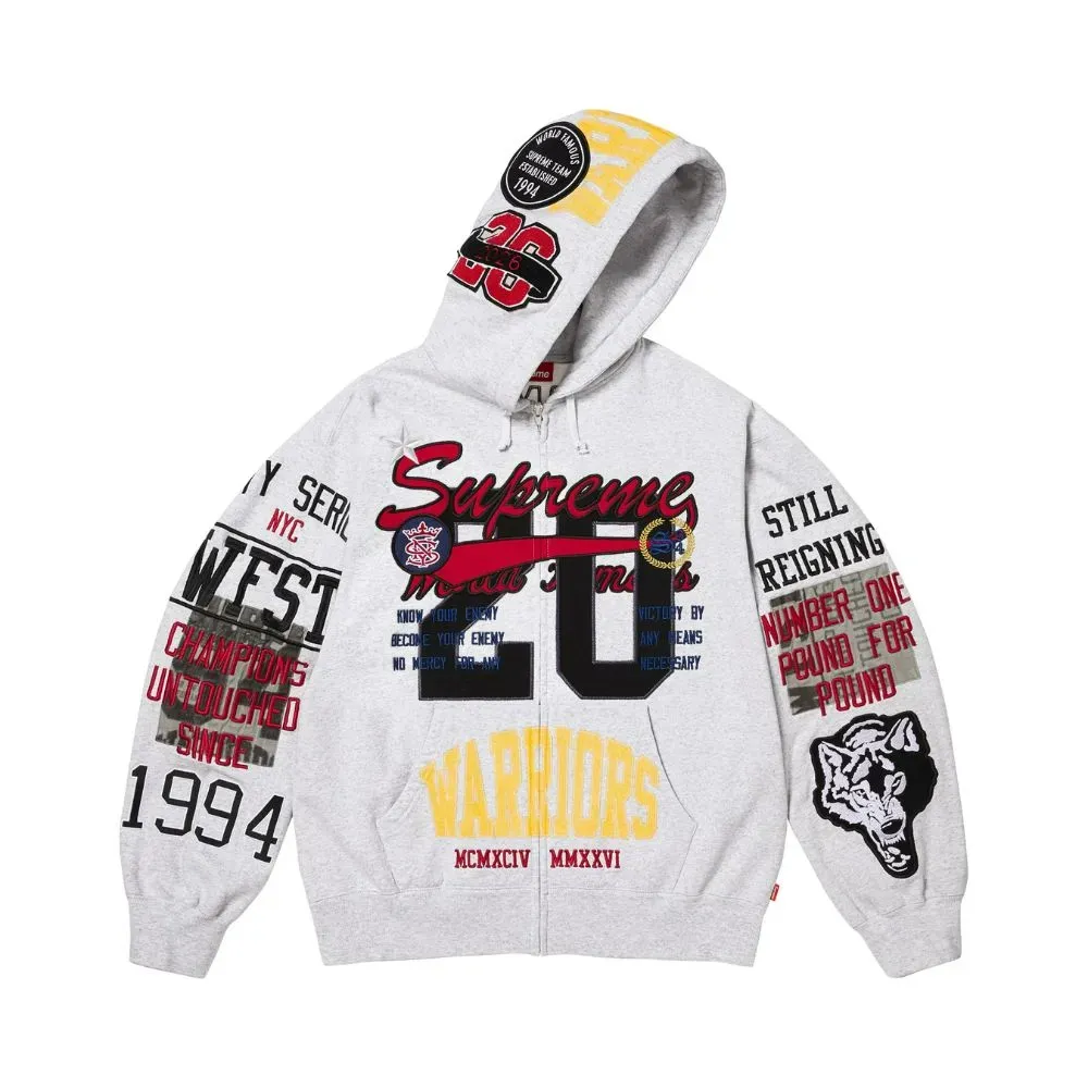 Jaqueta Supreme Warriors Appliqué Zip Up Hooded Ash Grey SS26-W11