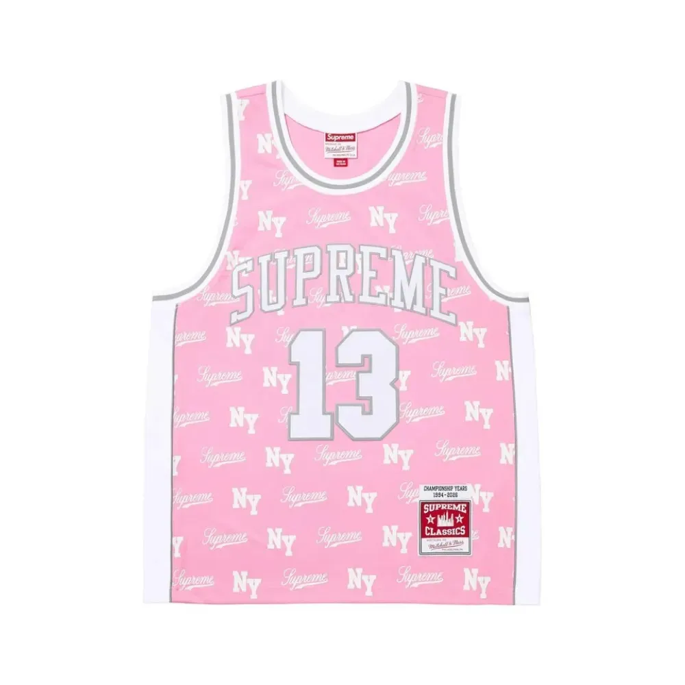 Mitchell & Ness x Supreme Regata Monogram Basketball Jersey Pink
