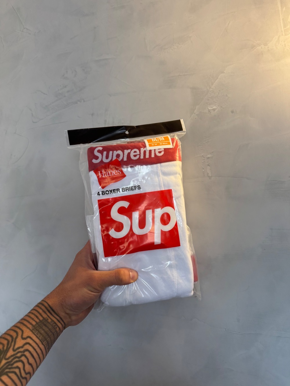 Hanes x Supreme Cuecas Boxer White (4 Pack) SS26-W1 — M, Novo
