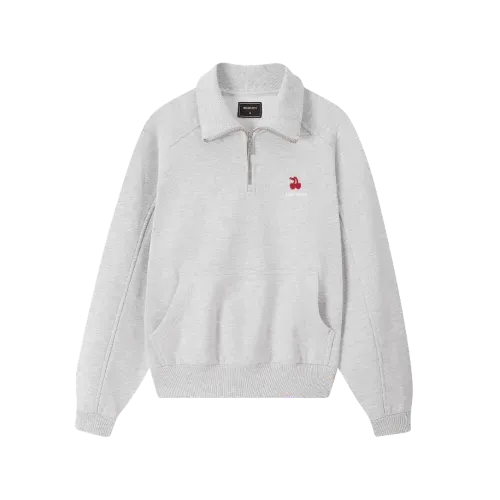 Moletom Nude Project Basic Cherry Quarter-Zip Grey
