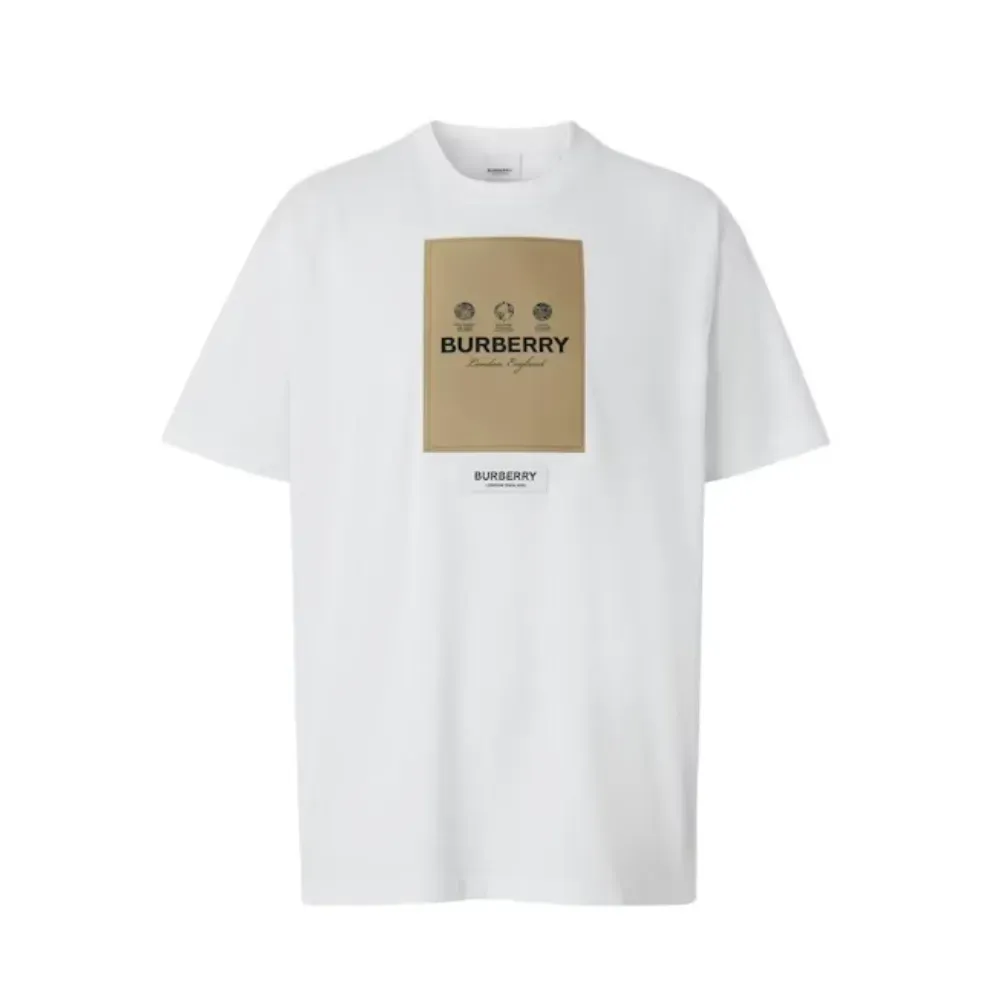 Camiseta Burberry Label Applique Cotton Oversized White - Droper