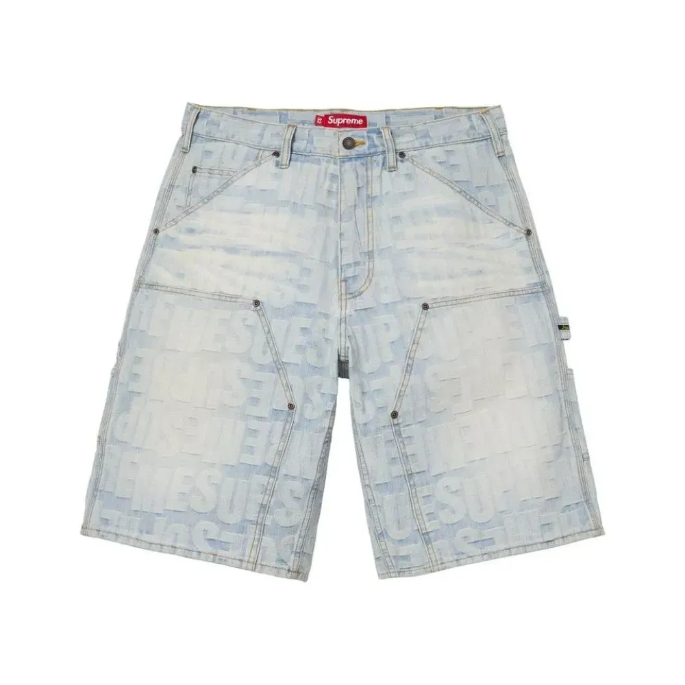 パンツ supremeHandwritingDouble Knee DenimShort Shorts Supreme Repeat Jacquard Double Knee Denim Light Indigo SS26