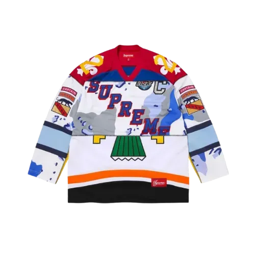 Camiseta Supreme Paneled Hockey Jersey White SS26-W12 - Droper