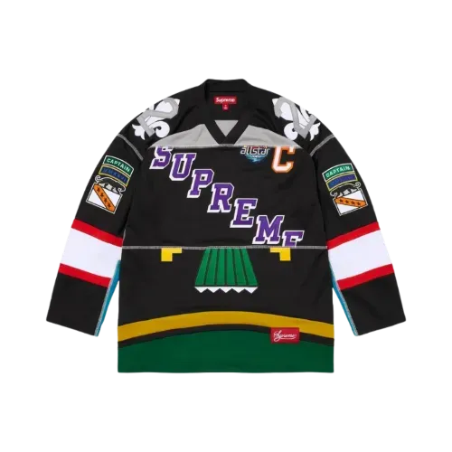 Camiseta Supreme Paneled Hockey Jersey Black SS26-W12 - Droper