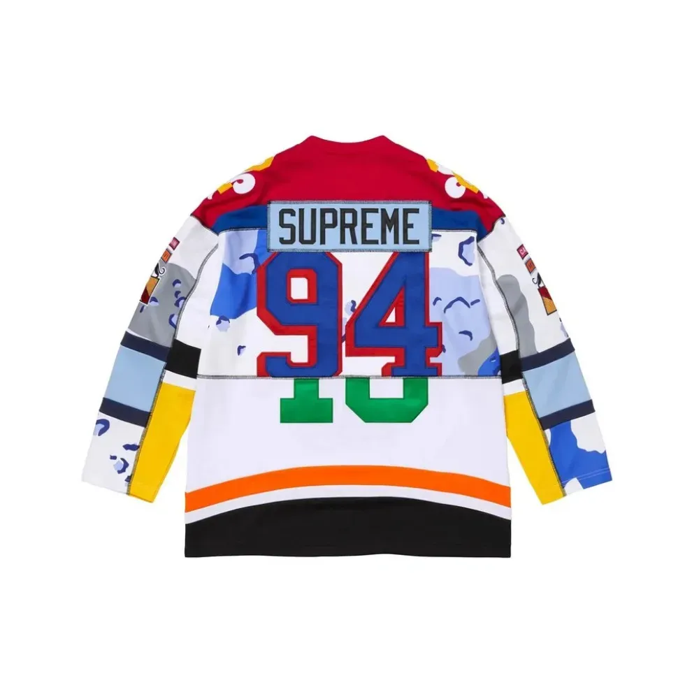 Camiseta Supreme Paneled Hockey Jersey White SS26-W12 - Droper