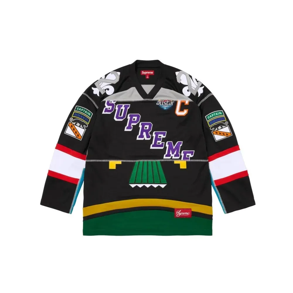 Camiseta Supreme Paneled Hockey Jersey Black SS26-W12 - Droper