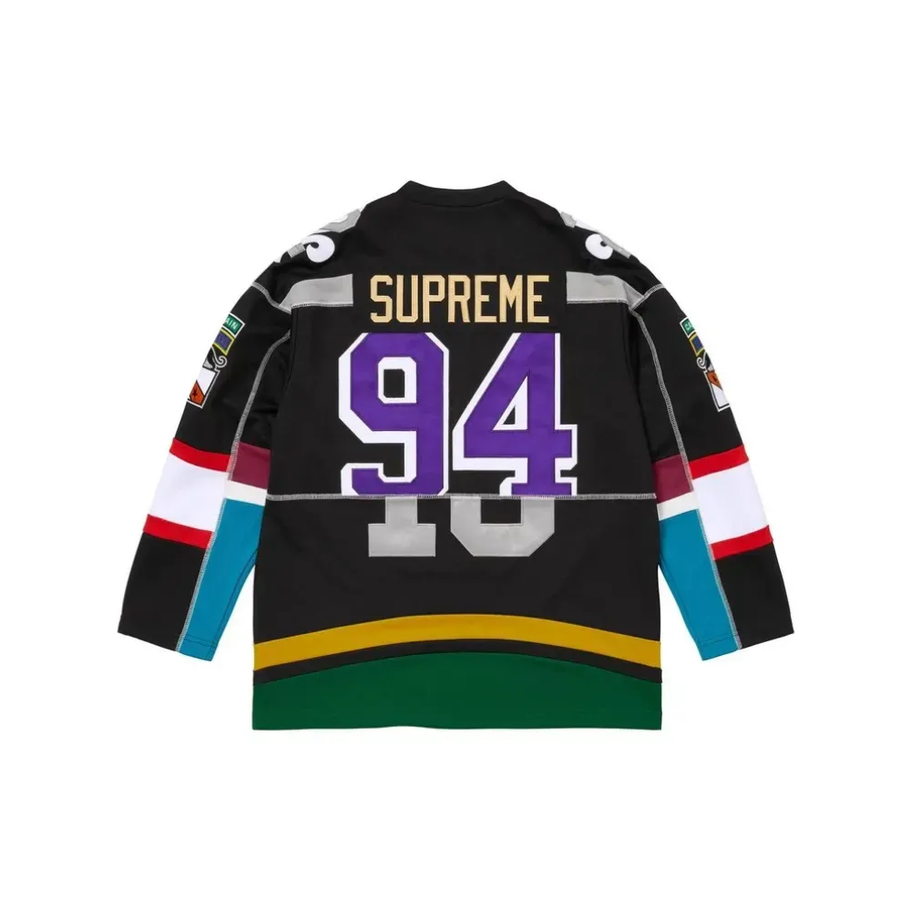 Supreme ゲームシャツ football hockey jersey Camiseta Supreme Paneled Hockey Jersey Black SS26-W12 - Droper