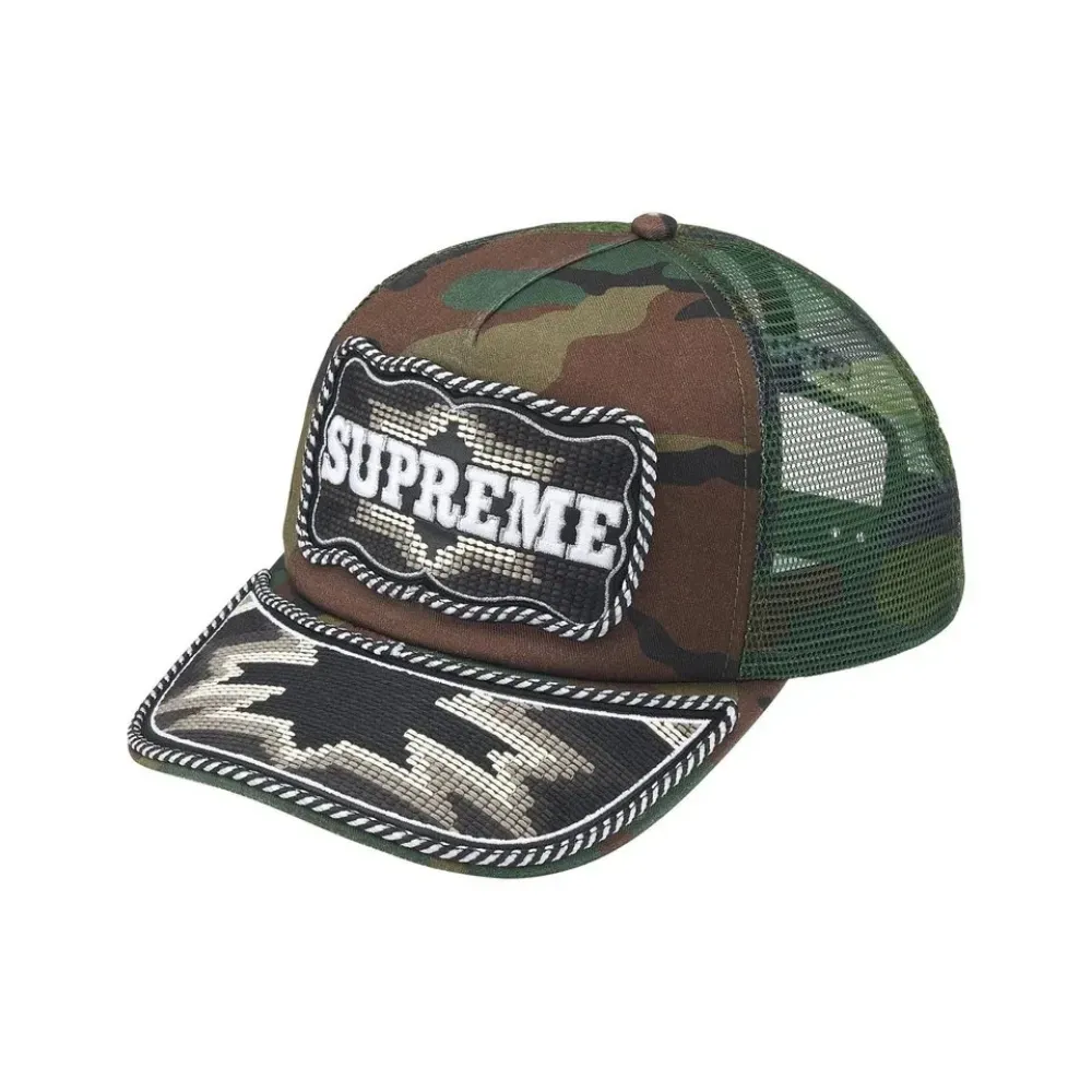 Boné Supreme Western Embroidered Mesh Back 5-Panel Woodland Camo