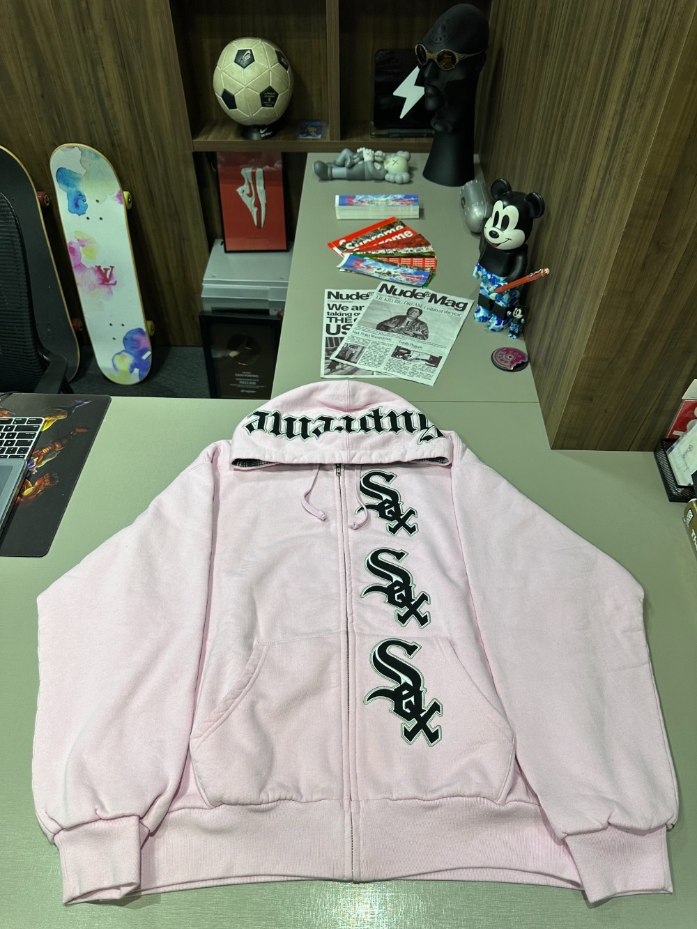 Chicago White Sox x Supreme Jaqueta Zip Up Hooded Light Pink FW25-W17 — M, Novo
