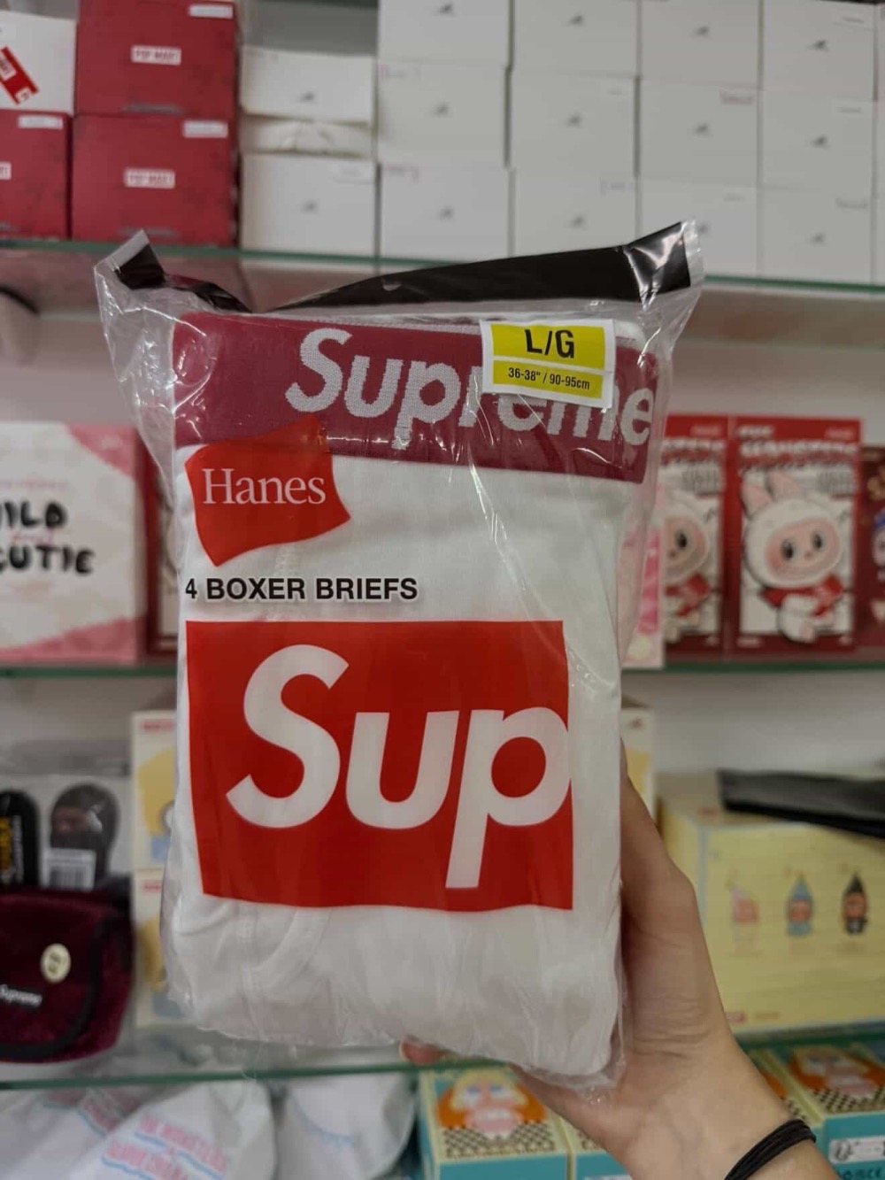 Hanes x Supreme Cuecas Boxer White (4 Pack) SS26-W1 — G, Novo