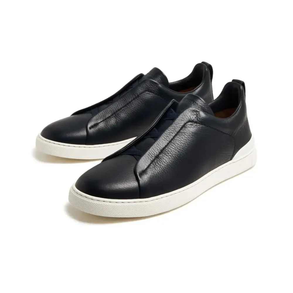 テネッチ Zegna Triple Stitch Vintage Leather Black - Droper