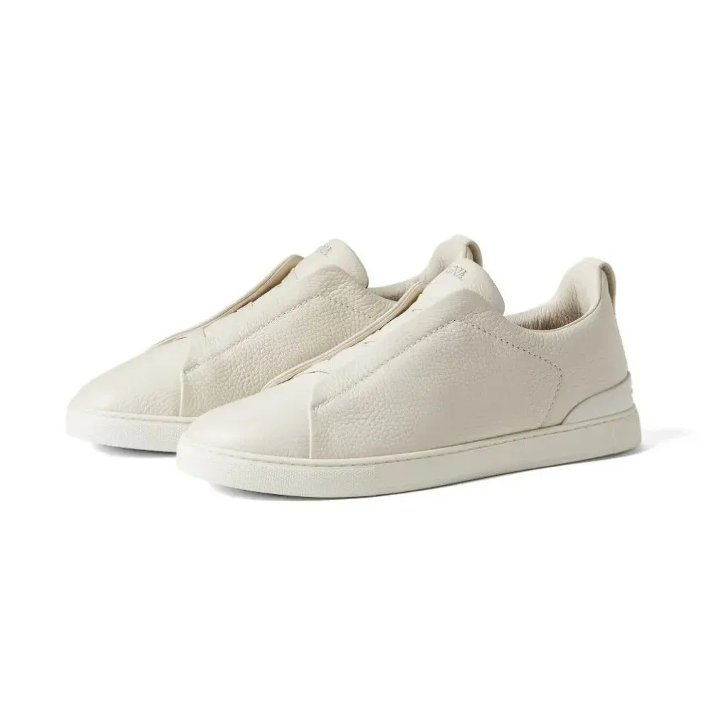 Zegna Triple Stitch Vintage Leather White - Droper