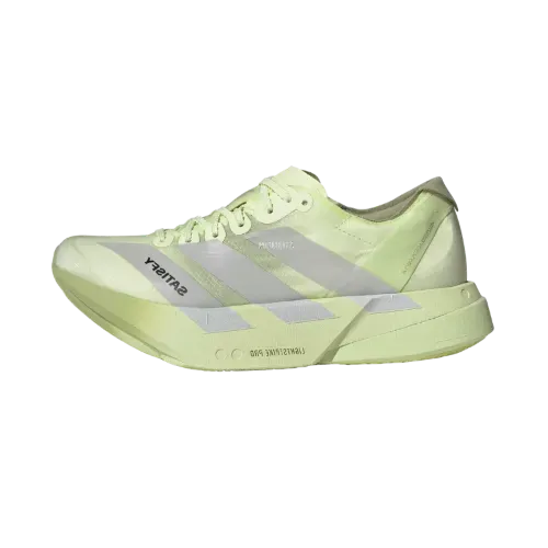 Satisfy x adidas Adizero Adios Pro 4 Tent Green Matte Silver Magic Lime