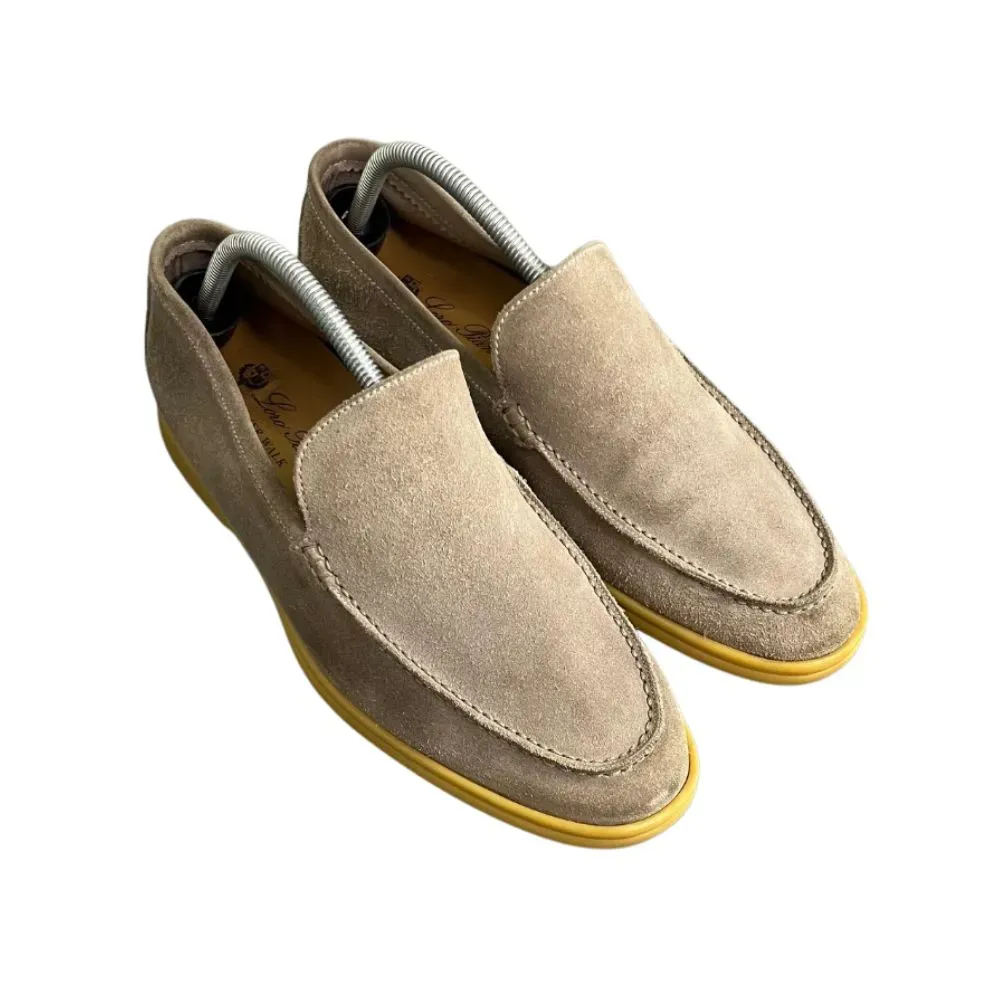 Loro Piana Summer Walk Slip On Suede Tan - Droper
