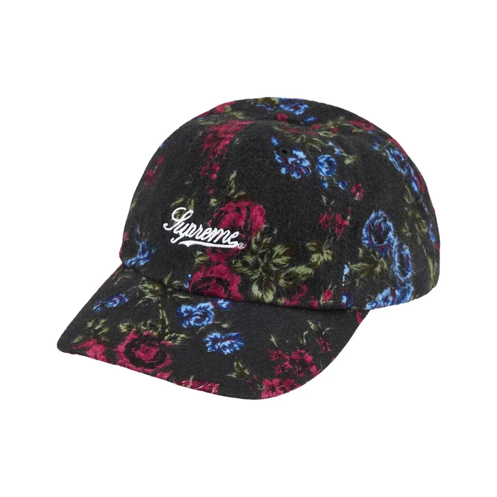 Boné Supreme Floral Flannel 6-Panel Black SS26-W13 - Droper Boné Supreme Floral Flannel 6-Panel Black SS26-W13 - Droper