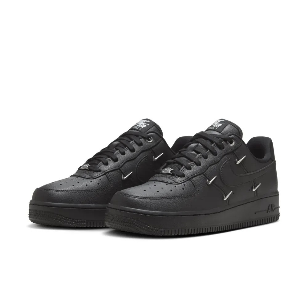 Nike Air Force 1 Low Black Silver Mini Swoosh — 37, Novo