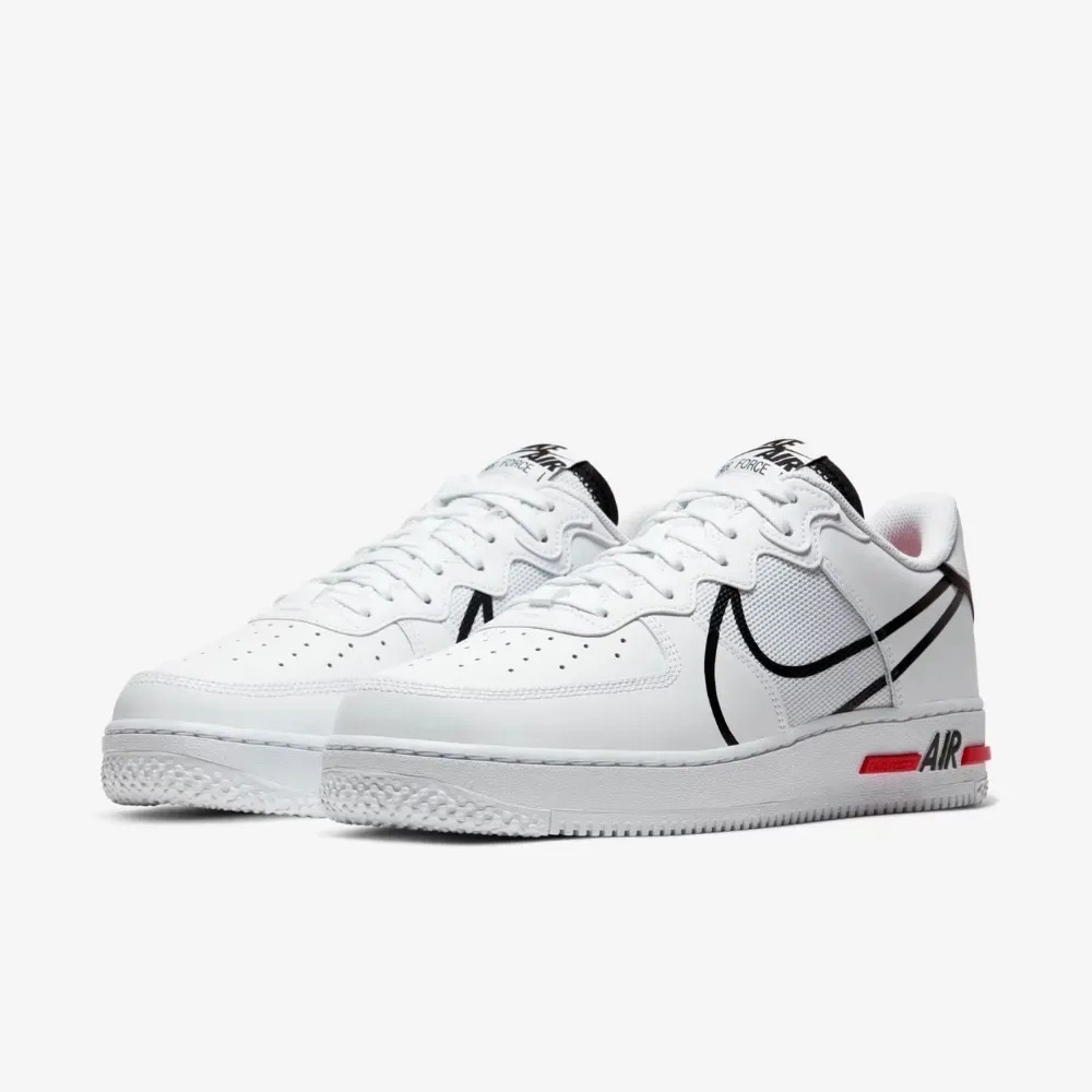 Nike Air Force 1 React White Black Red — 40 / 43.5, Novo