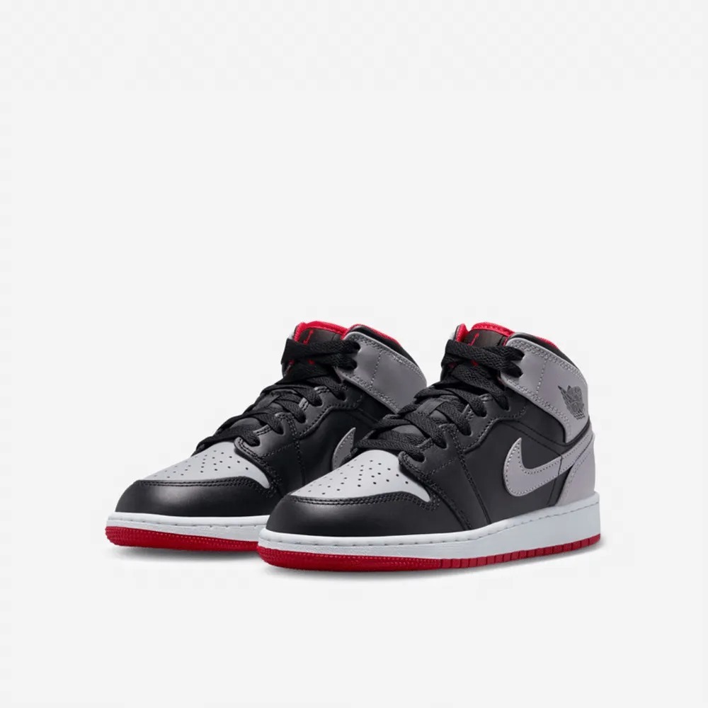 Air Jordan 1 Mid GS Black Cement Grey Fire Red — 35 / 35.5 / 36 / 37 / 37.5 / 38, Novo