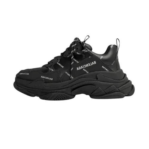 Balenciaga Triple S Logo Print Black White
