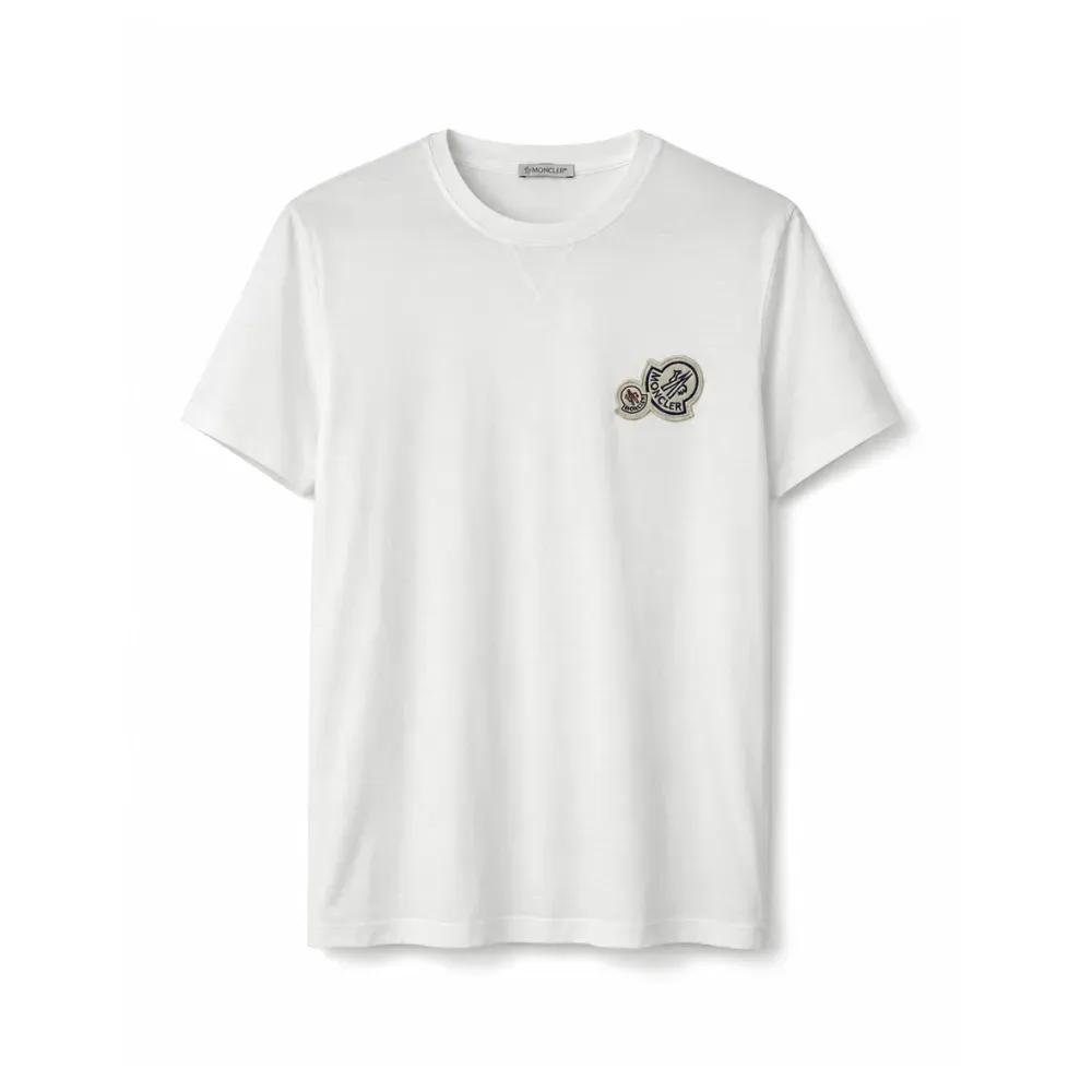 Camiseta Moncler Vintage Double Logo Patch White - Droper
