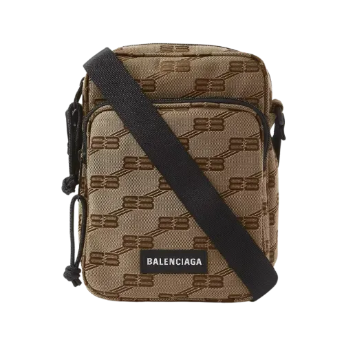 Bolsa Balenciaga Crossbody BB Monogram Jacquard Canvas Brown