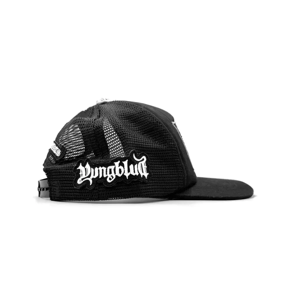CHROME HEARTS× AEROSMITH× YUNGBLUDキャップ Yungblud x Aerosmith x Chrome Hearts Boné Embroidered Patch Black