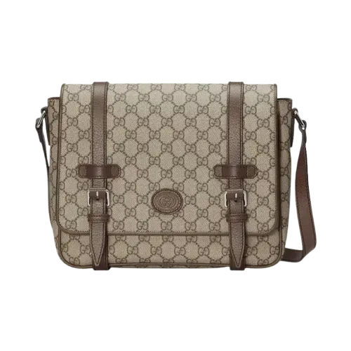 Bolsa Gucci Messenger Bag GG Supreme Canvas Beige Ebony
