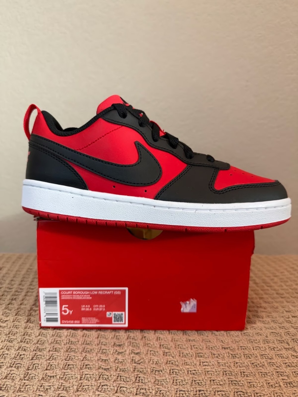 Nike Court Borough Low Recraft University Red White Black